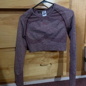 Flex Sports Long Sleeve Crop Top - Berry/Rose